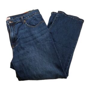 Lucky Brand Jeans Mens 42x32 Blue Whiskered 223 Straight Leg Stretch Denim